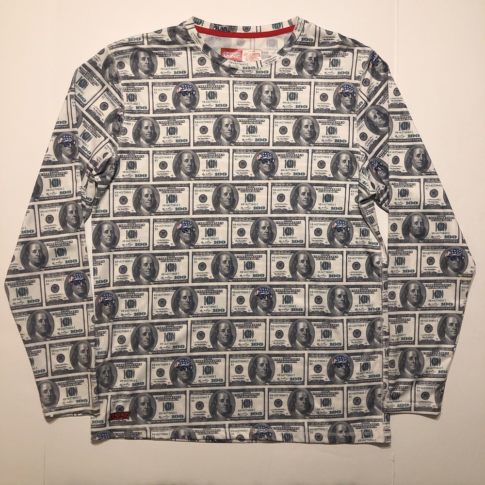 Blizzard Skinz Money $100 Longsleeve Athletic Performance Shirt Size Large